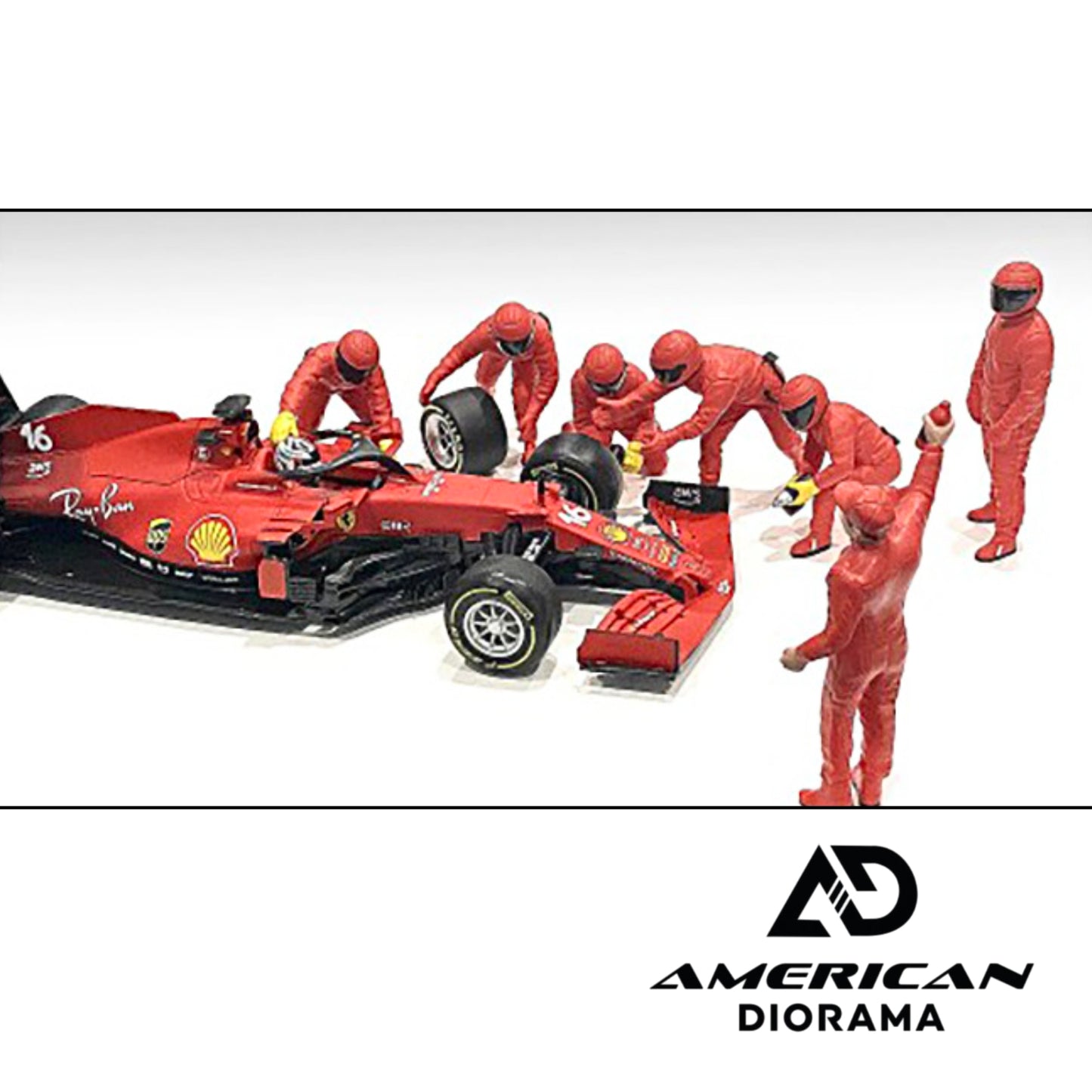 Formula One F1 Pit Crew 7 Figure Set Team Red Release III for 1/18 Scale Models by American Diorama