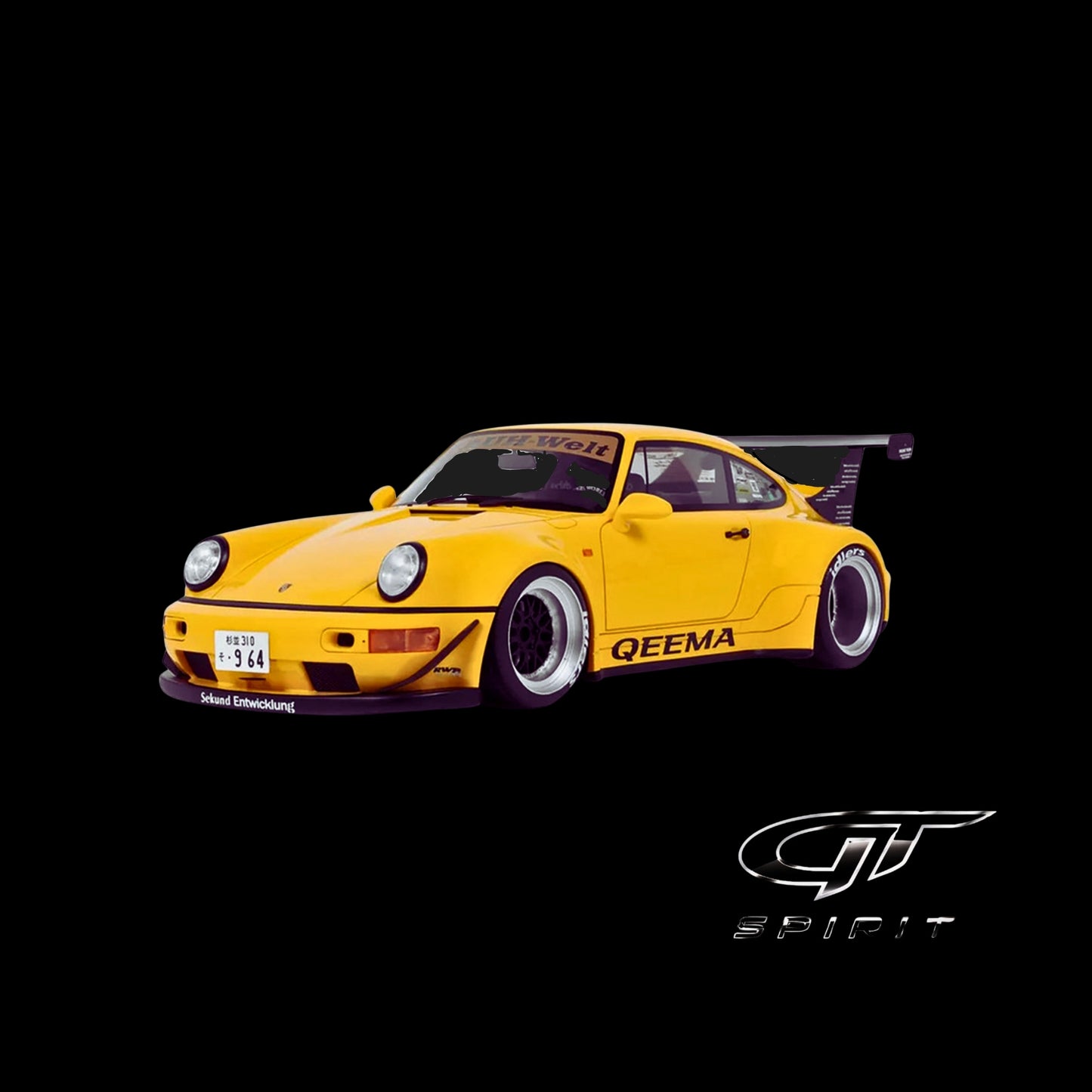 2024 Porsche 911 (964) RWB "Qeema" Yellow 1/18 Model Car by GT Spirit