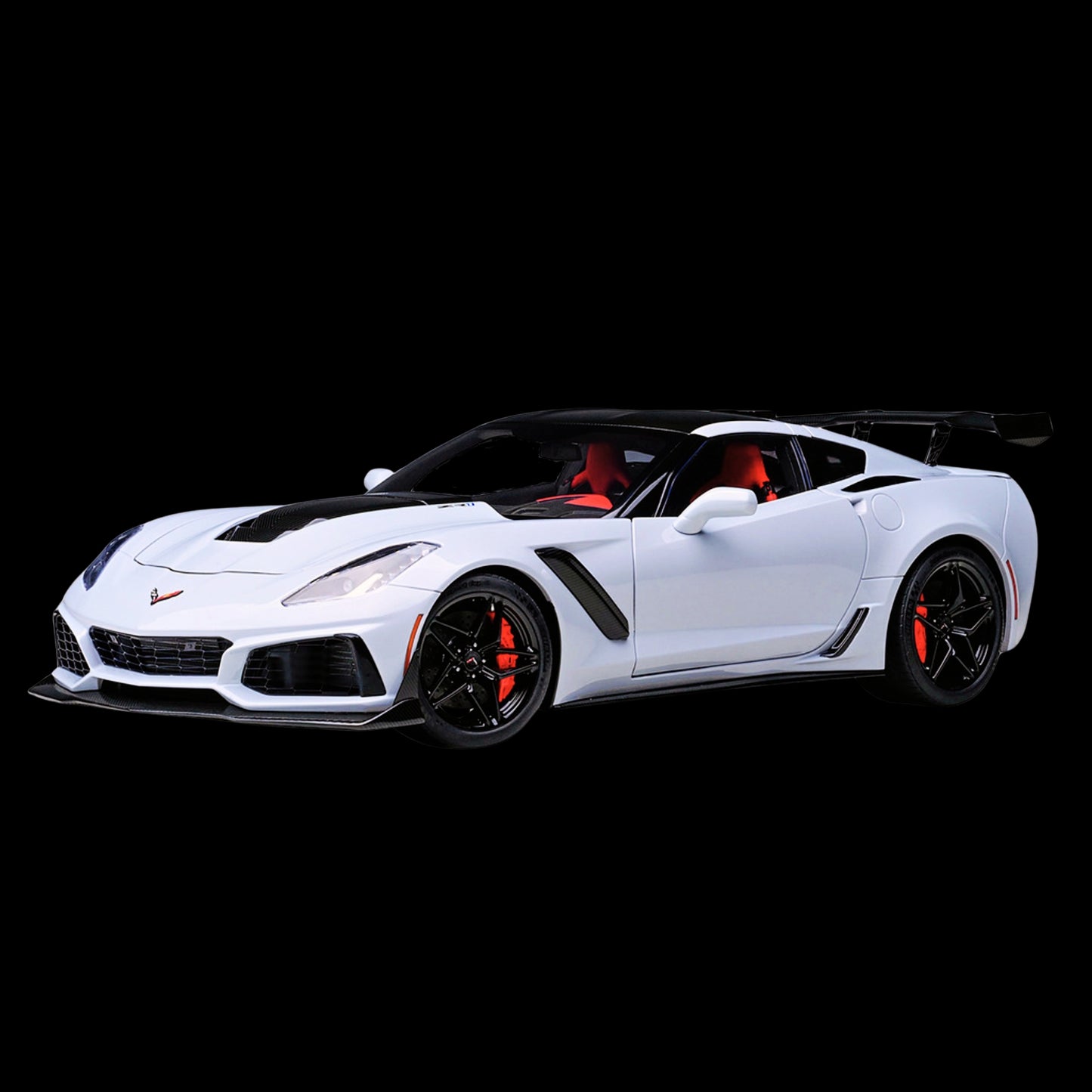 2019 Chevrolet Corvette C7 ZR1 Ceramic Matrix Gray Metallic with Carbon Top 1/18 Model Car by Autoart