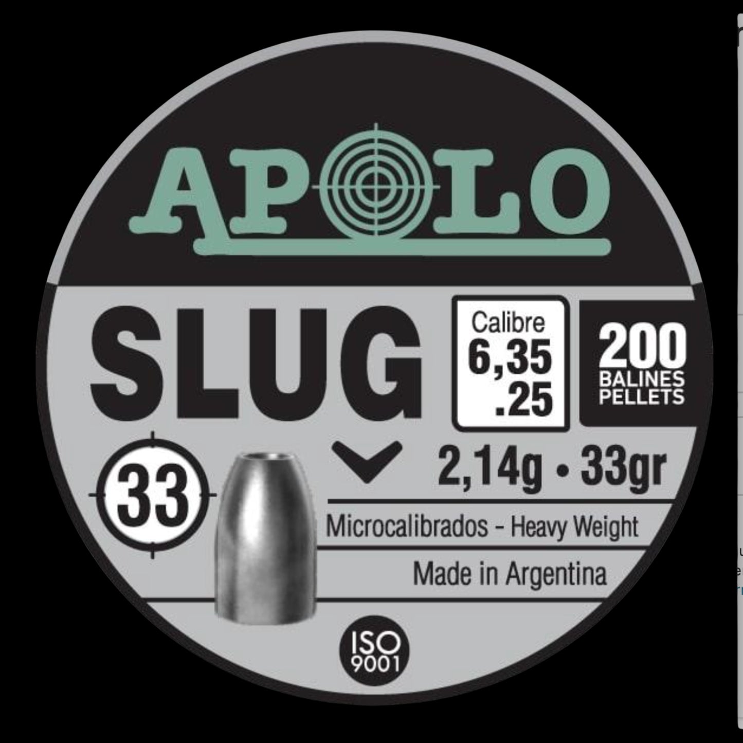Hatsan Apolo Slug Air Rifle Pellets .25 Cal 33 gr 200/ct