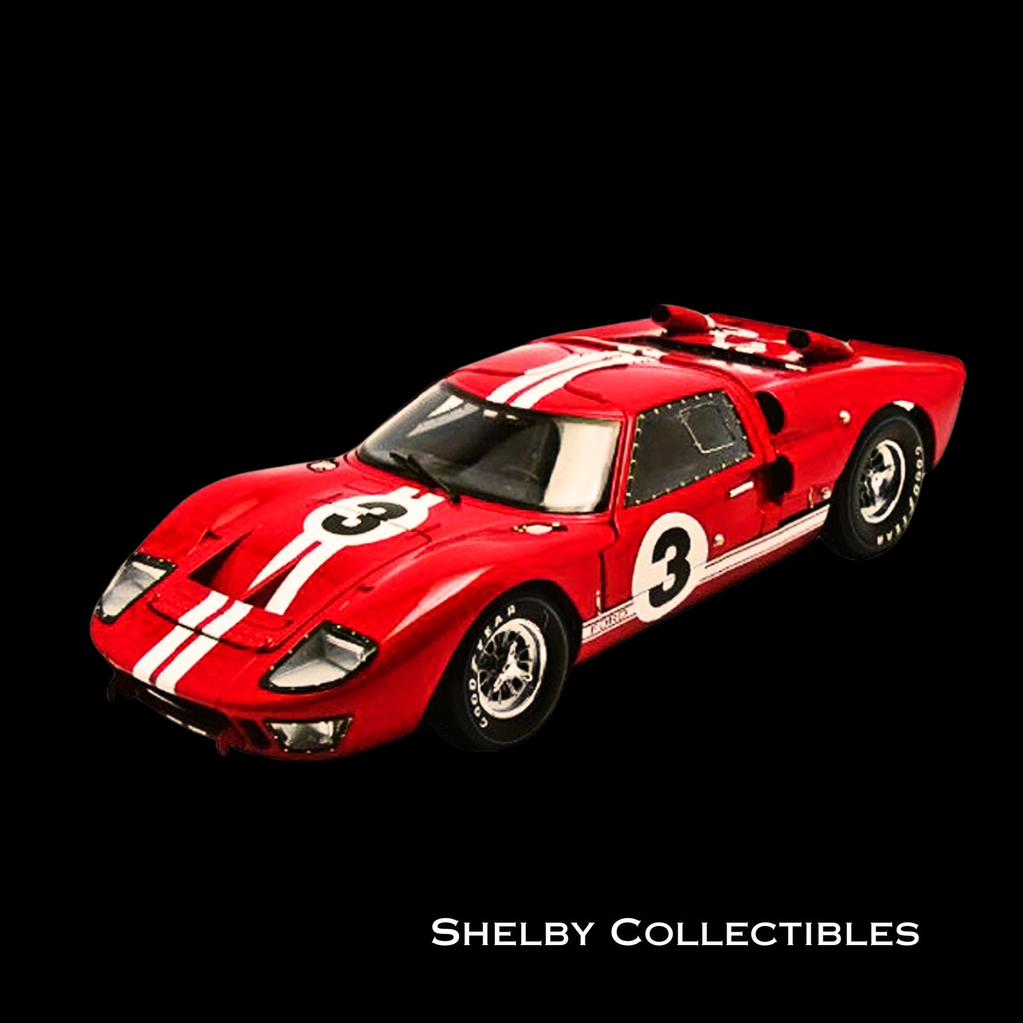 1966 Ford GT-40 MK II #5 Red with White Stripes Le Mans 1/18 Diecast Model Car by Shelby Collectibles