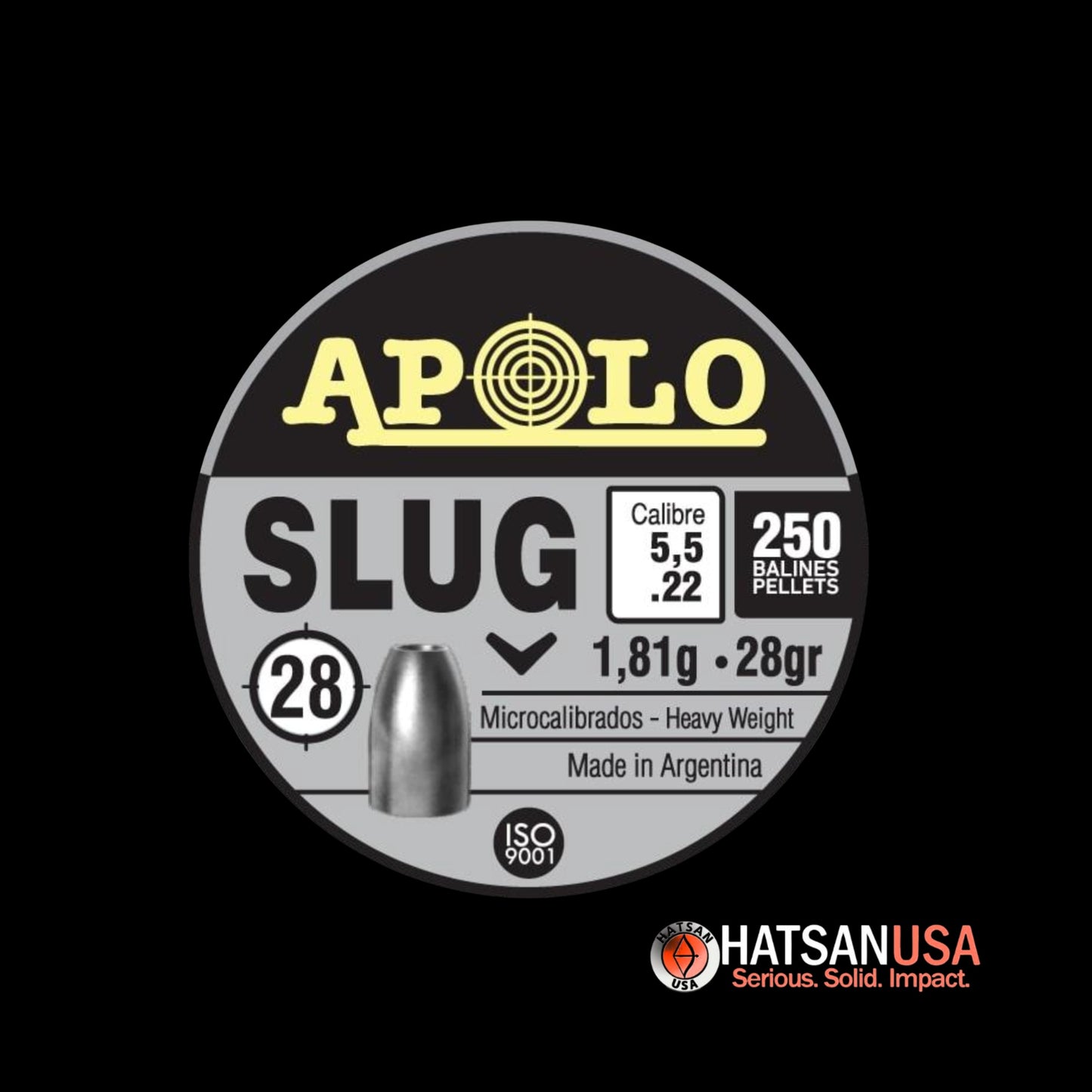 Hatsan Apolo Slug Air Rifle Pellets .22 Cal 28 gr 250/ct