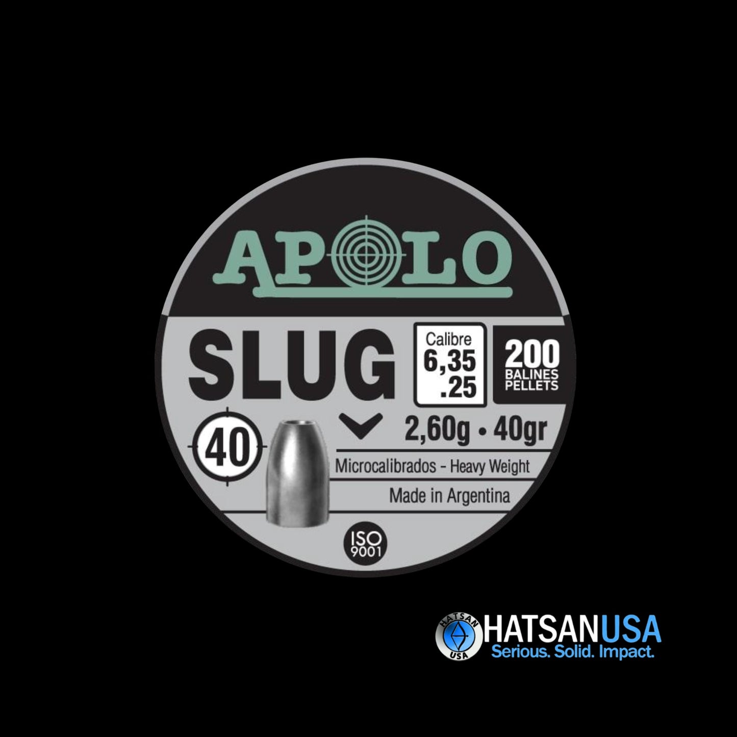 Hatsan Apolo Slug Air Rifle Pellets .25 Cal 40 gr 200/ct