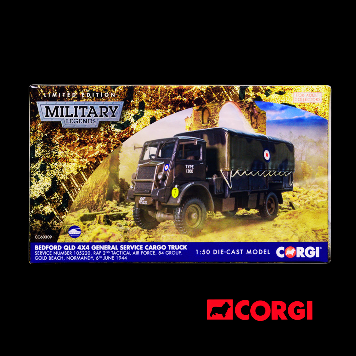 Bedford QLD 4X4 General Service Cargo Truck "2nd Tactical Air Force 84 Group Normandy" (1944) British Royal Air Force "Military Legends" Series 1/50 Diecast Model by Corgi