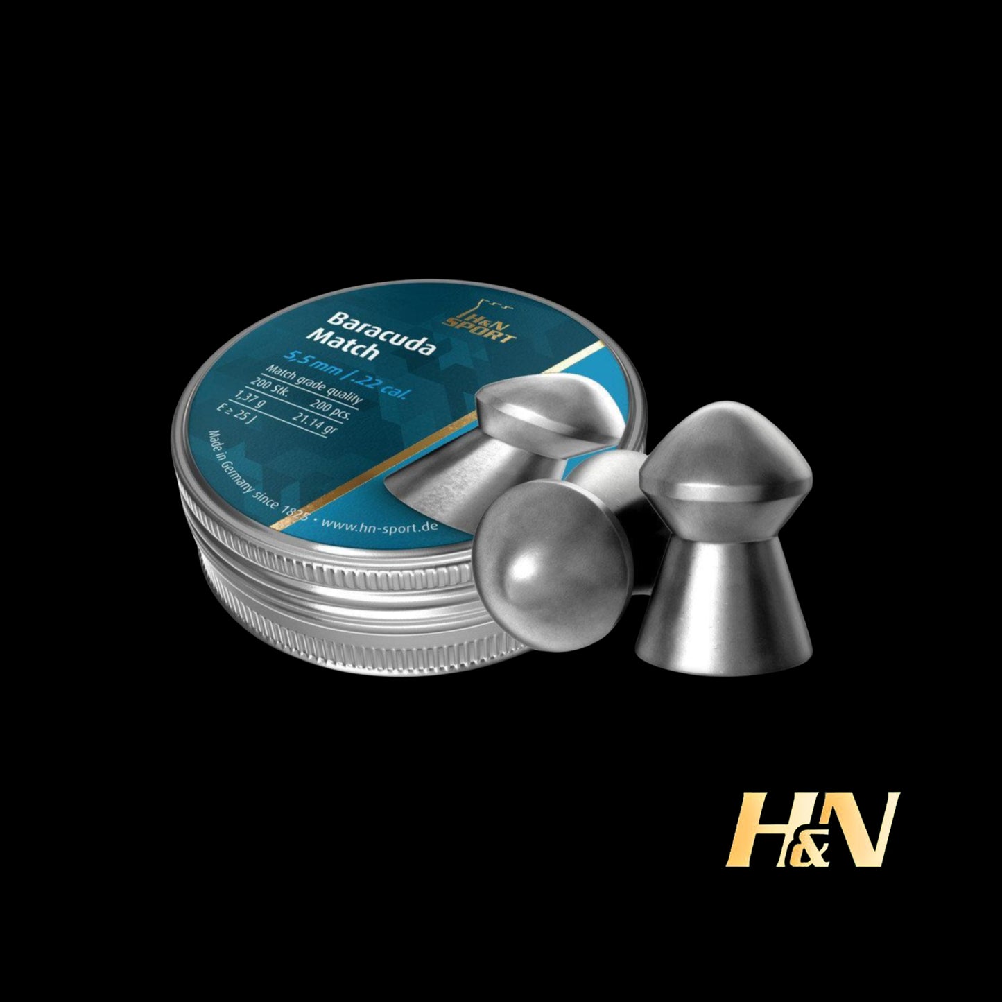 H&N Baracuda Match Lead Pellets .22 cal. 5.51 mm head-size- 200 Pack
