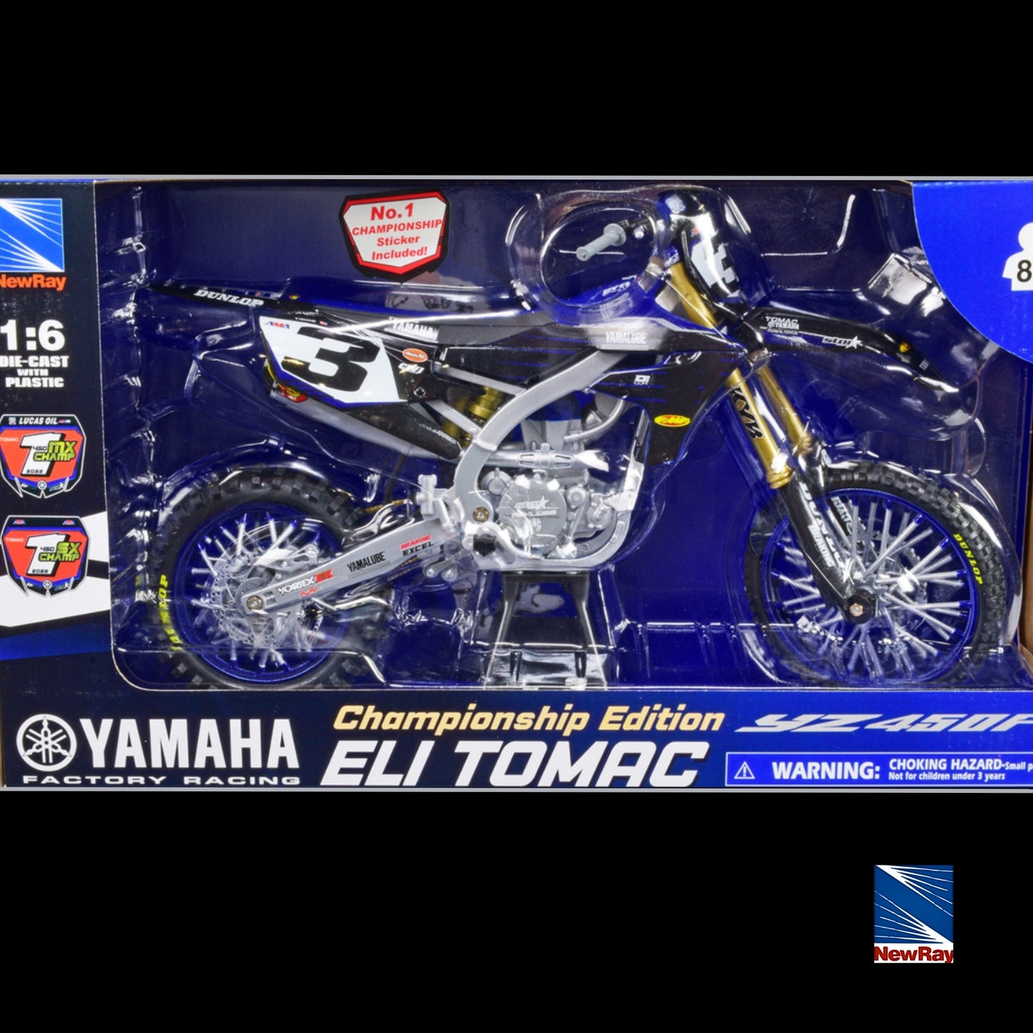 Yamaha YZ450F Motorcycle #3 Eli Tomac "Championship Edition" Yamaha Factory Racing 1/6 Diecast Model by New Ray
