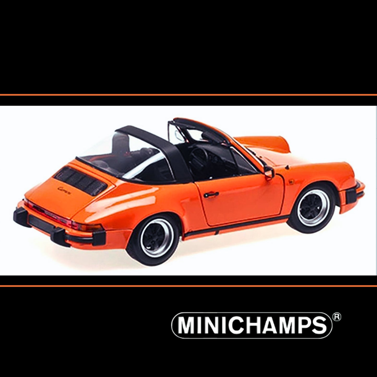 Minichamps 1/18 1983 Porsche 911 Carrera Targa 3.2 Orange Diecast Model Car (Opening Parts)