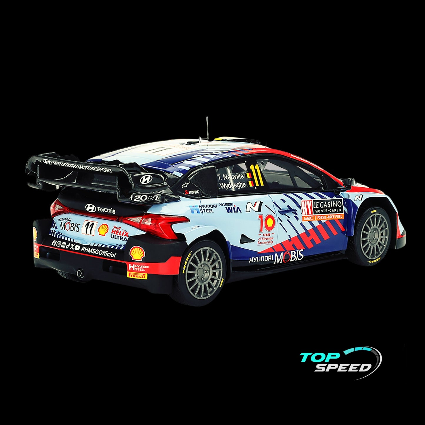 Hyundai i20 N Rally1 Hybrid #11 Thierry Neuville - Martijn Wydaeghe "Hyundai Shell Mobis WRT" Winner WRC "Monte Carlo Rally" by Top Speed