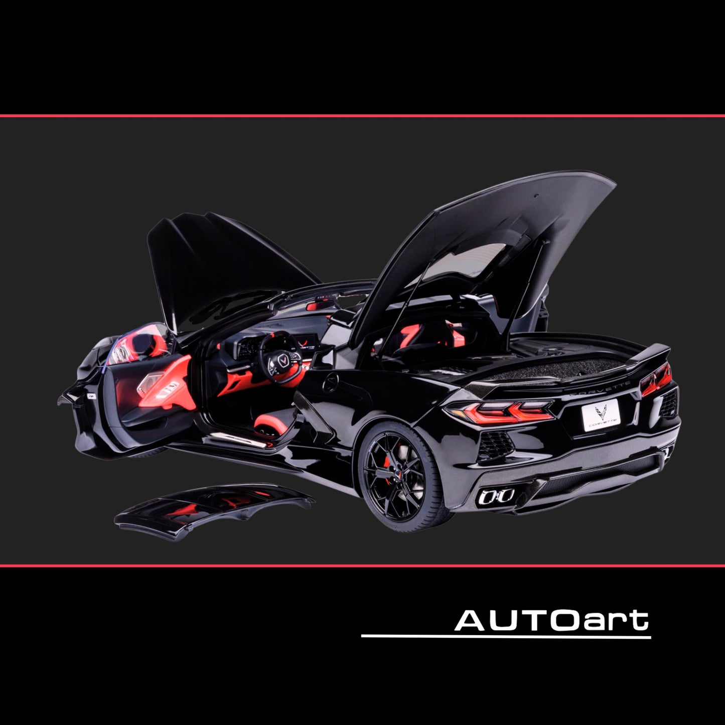 2020 Chevrolet Corvette C8 Stingray Black 1/18 Model Car by Autoart