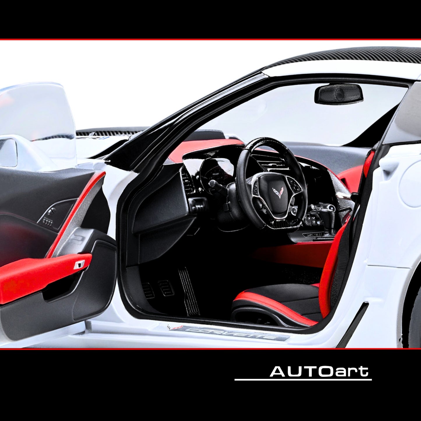 2019 Chevrolet Corvette C7 ZR1 Ceramic Matrix Gray Metallic with Carbon Top 1/18 Model Car by Autoart