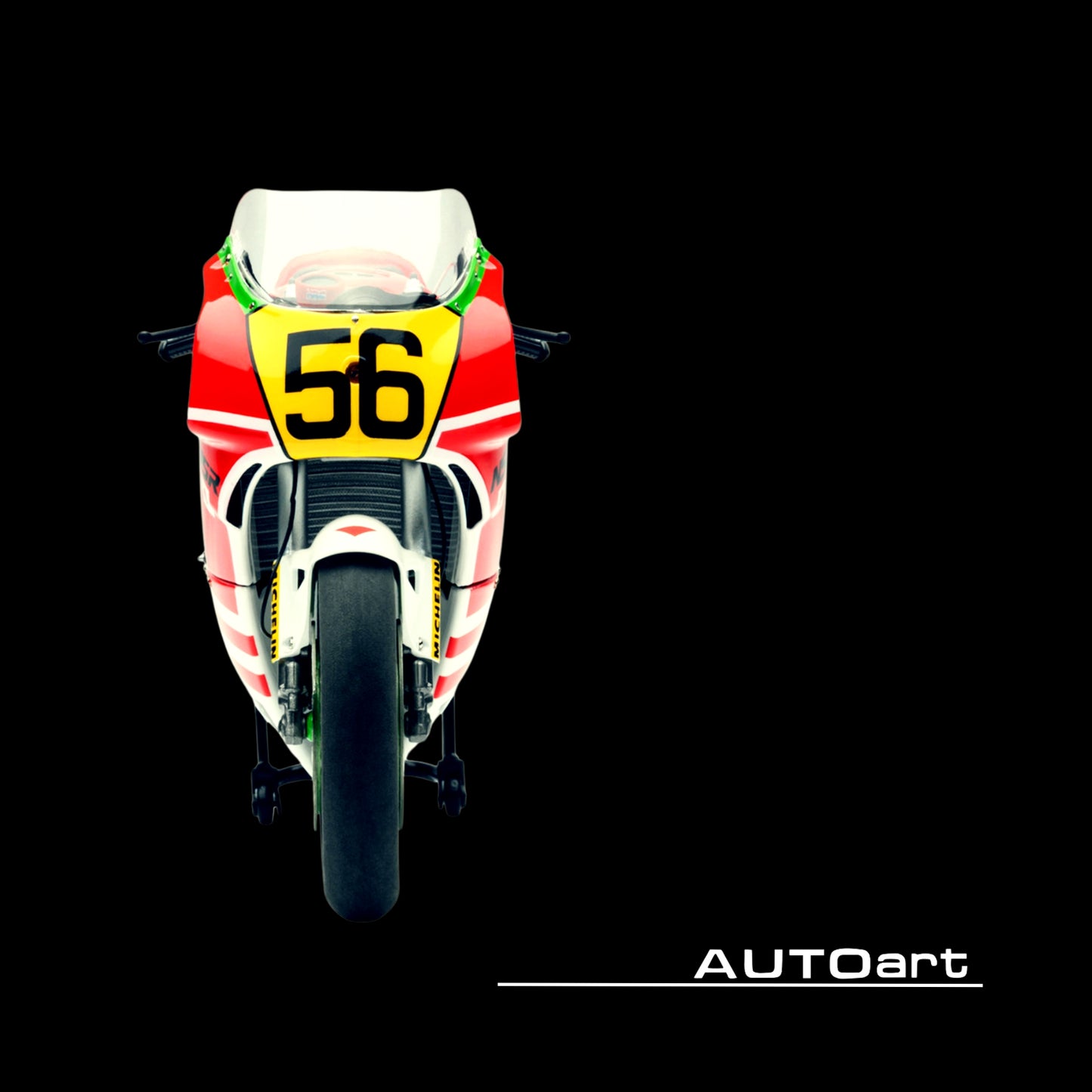 Honda NSR500 WGP500 Motorcycle #56 Red and White with Helmet "Baribari Legend" (1986) OVA 1/12 Model by Autoart