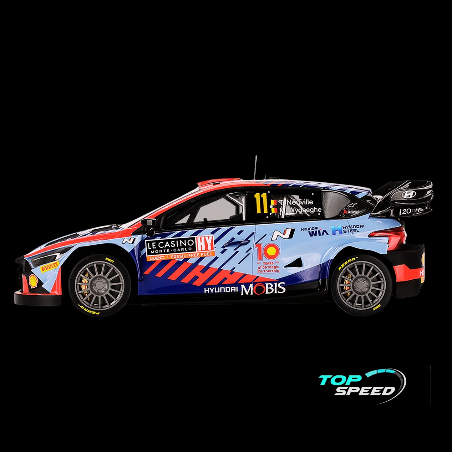 Hyundai i20 N Rally1 Hybrid #11 Thierry Neuville - Martijn Wydaeghe "Hyundai Shell Mobis WRT" Winner WRC "Monte Carlo Rally" by Top Speed