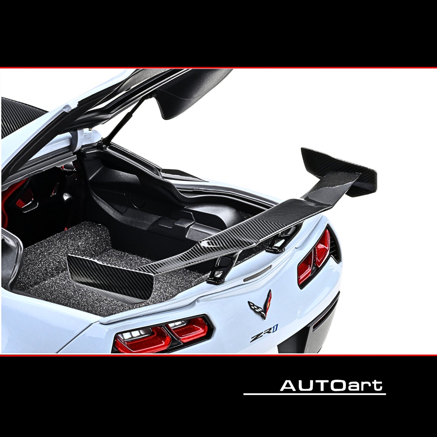 2019 Chevrolet Corvette C7 ZR1 Ceramic Matrix Gray Metallic with Carbon Top 1/18 Model Car by Autoart