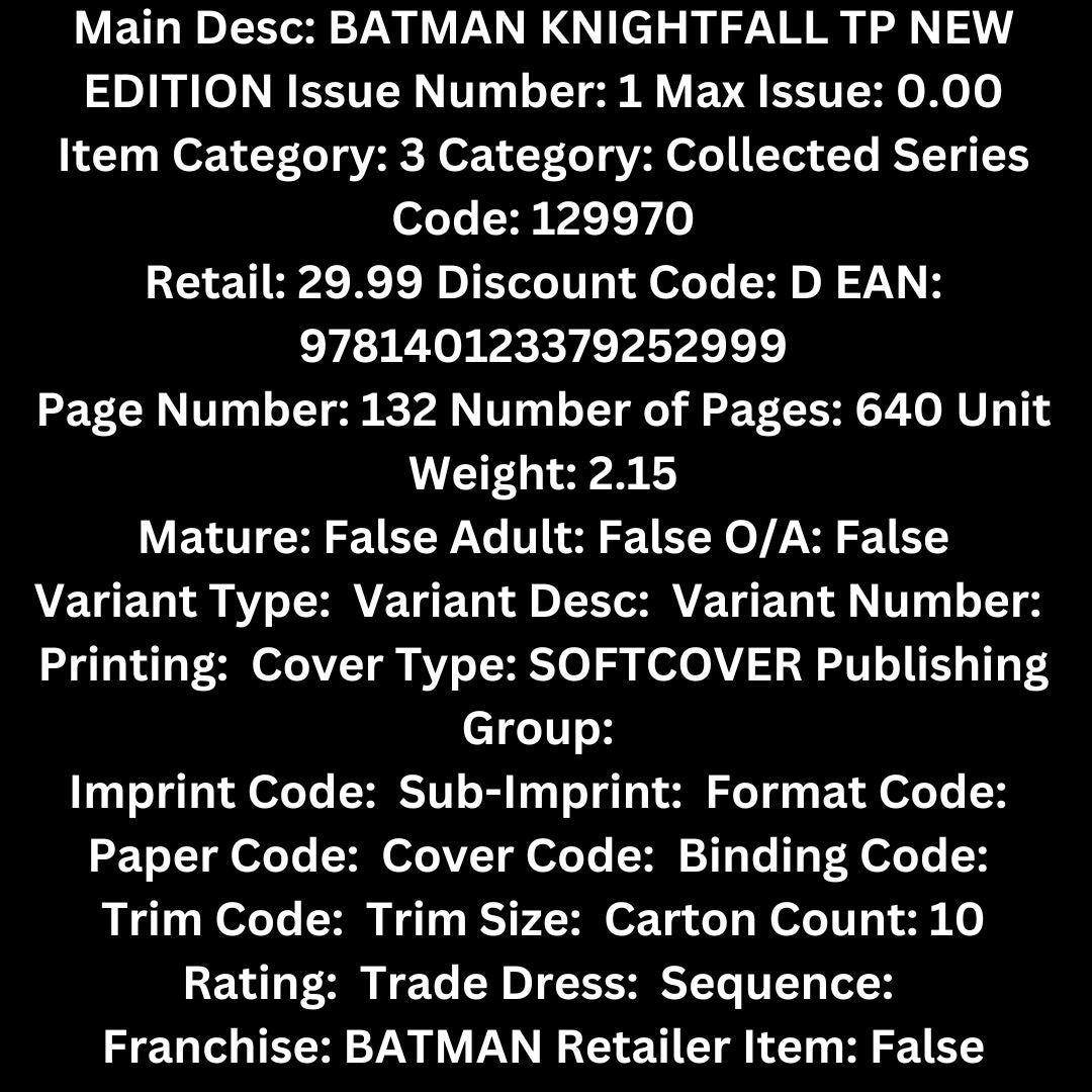BATMAN KNIGHTFALL TP NEW EDITION VOL 01