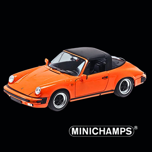 Minichamps 1/18 1983 Porsche 911 Carrera Targa 3.2 Orange Diecast Model Car (Opening Parts)