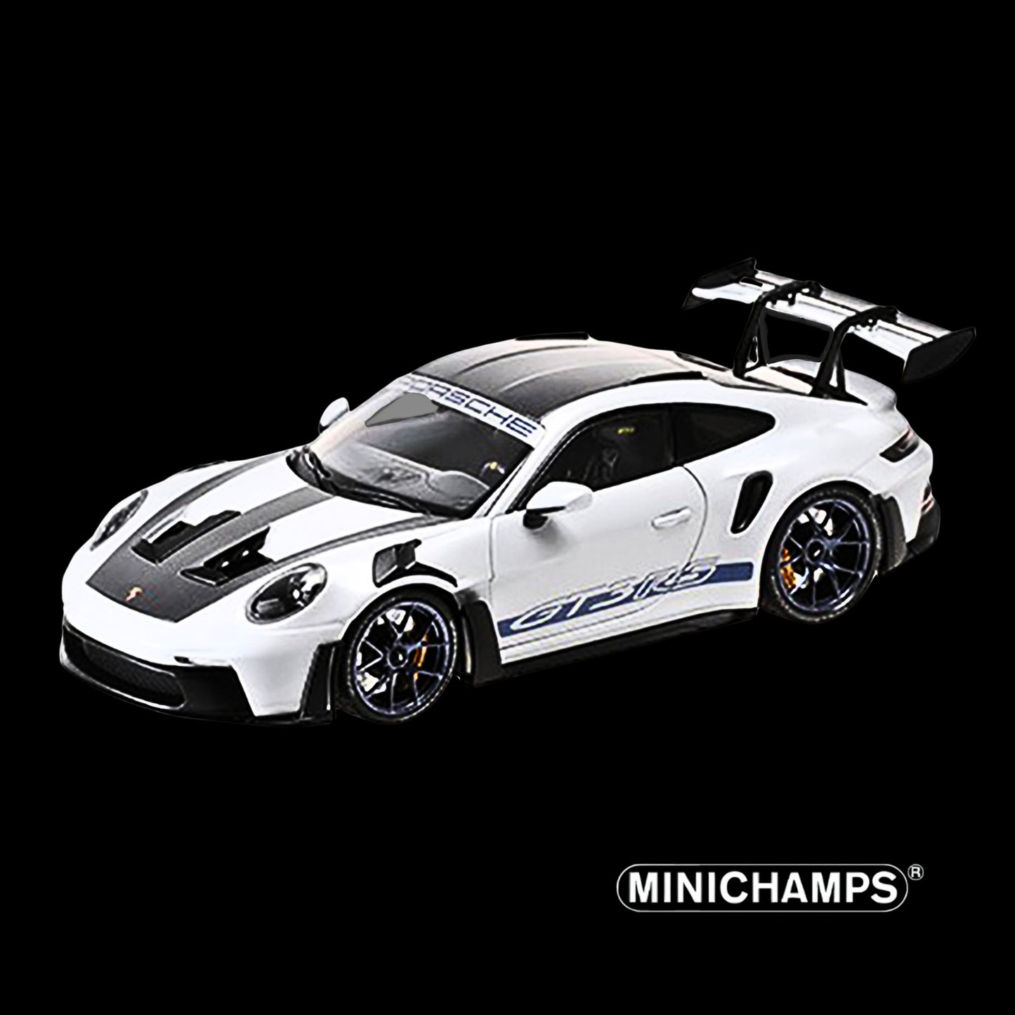 2022 Porsche 911 (992) GT3 RS "Weissach Package" Gray Metallic with Blue Accents Limited Edition to 649 pieces Worldwide 1/18 Diecast Model Car by Minichamps