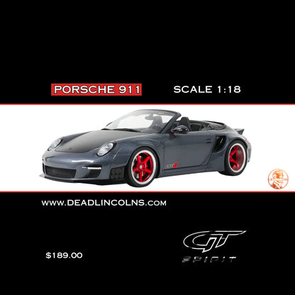 GT Spirit Porsche 911 LB-Works Alpha 9 Gray/Black Hood Resin Model Car 1/18 (No Openings)