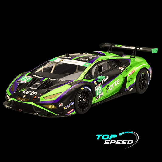 Lamborghini Huracan GT3 EVO2 #78 Devlin DeFrancesco - Misha Goikhberg - Sandy Mitchell - Loris Spinelli "Forte Racing" IMSA "24 Hours of Daytona" (2024) 1/18 Model Car by Top Speed
