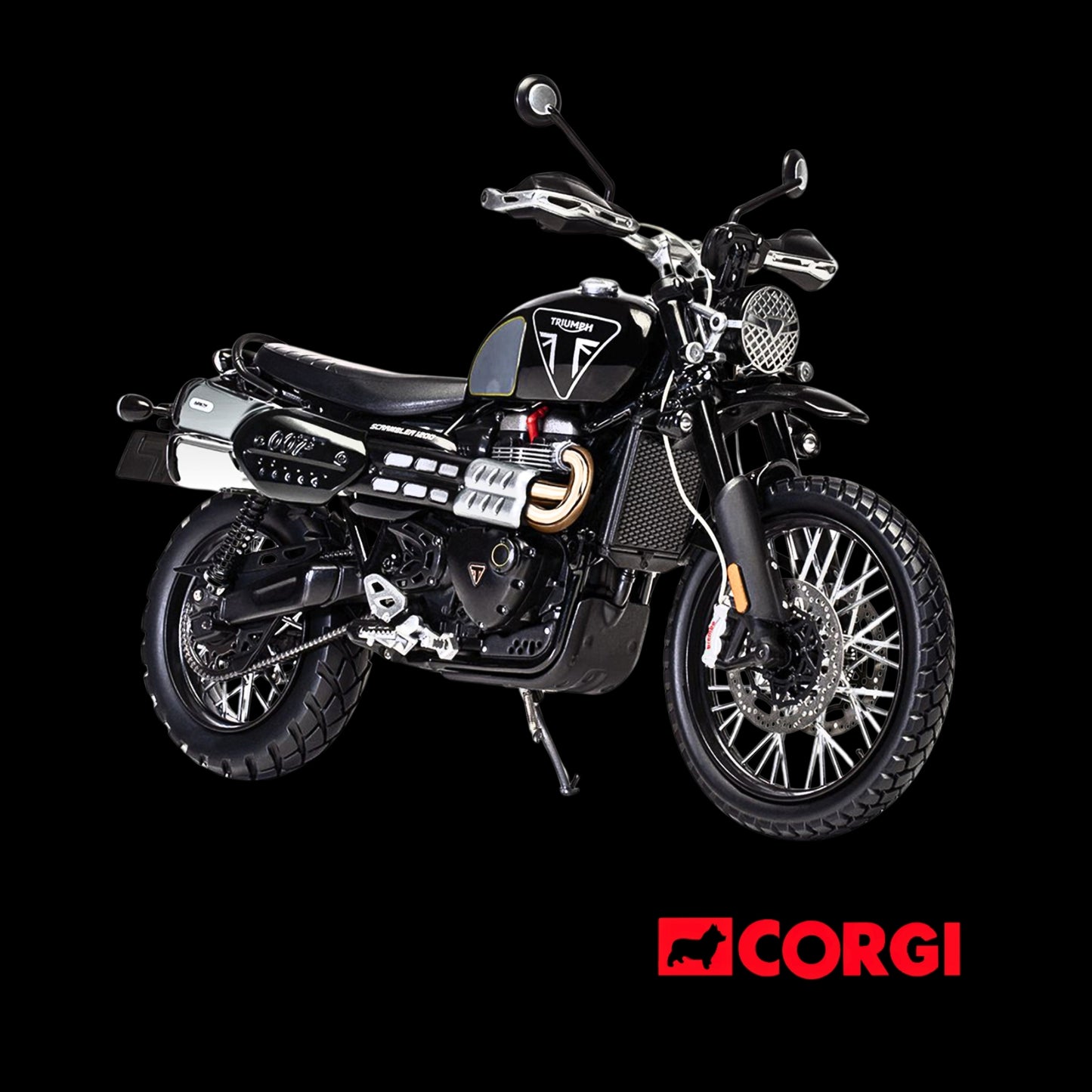 Triumph Scrambler 1200 "Bond Edition" Motorcycle Black 007 James Bond "No Time to Die" (2021) Movie 1/12 Diecast Model by Corgi