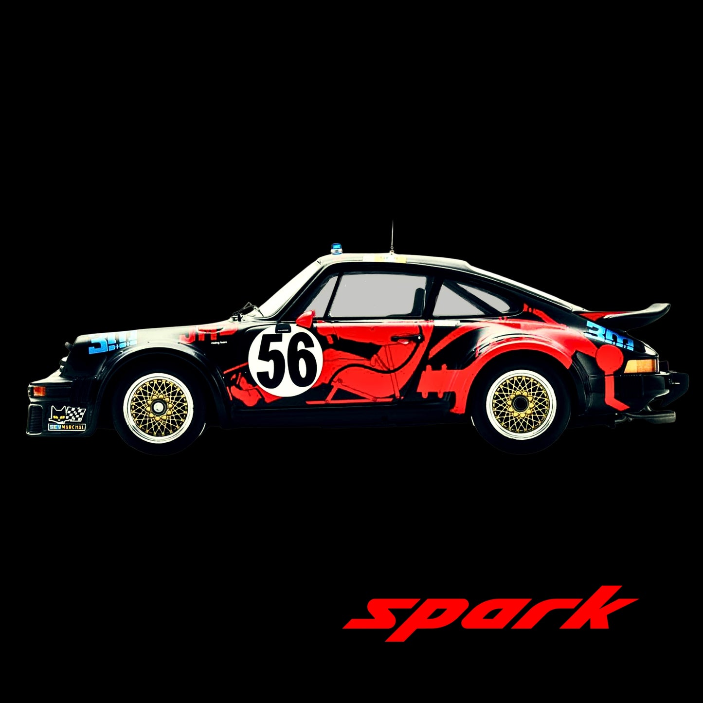 Porsche 934 #56 JMS Racing-ASA Cachia Le Mans 1977 1:18 Model Car by Spark (No Openings, Acrylic Display Case)