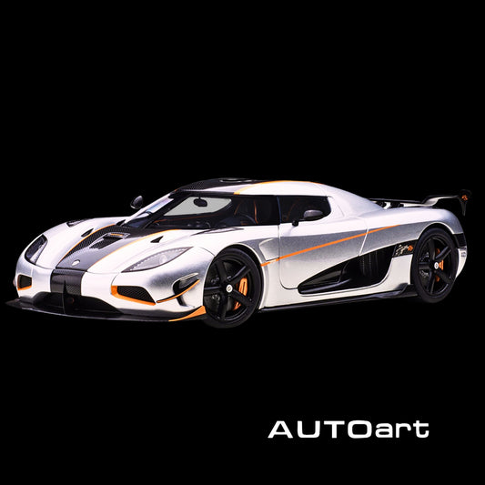 Koenigsegg Agera RS Moon Silver with Carbon and Orange Accents 1/18 Model Car by Autoart