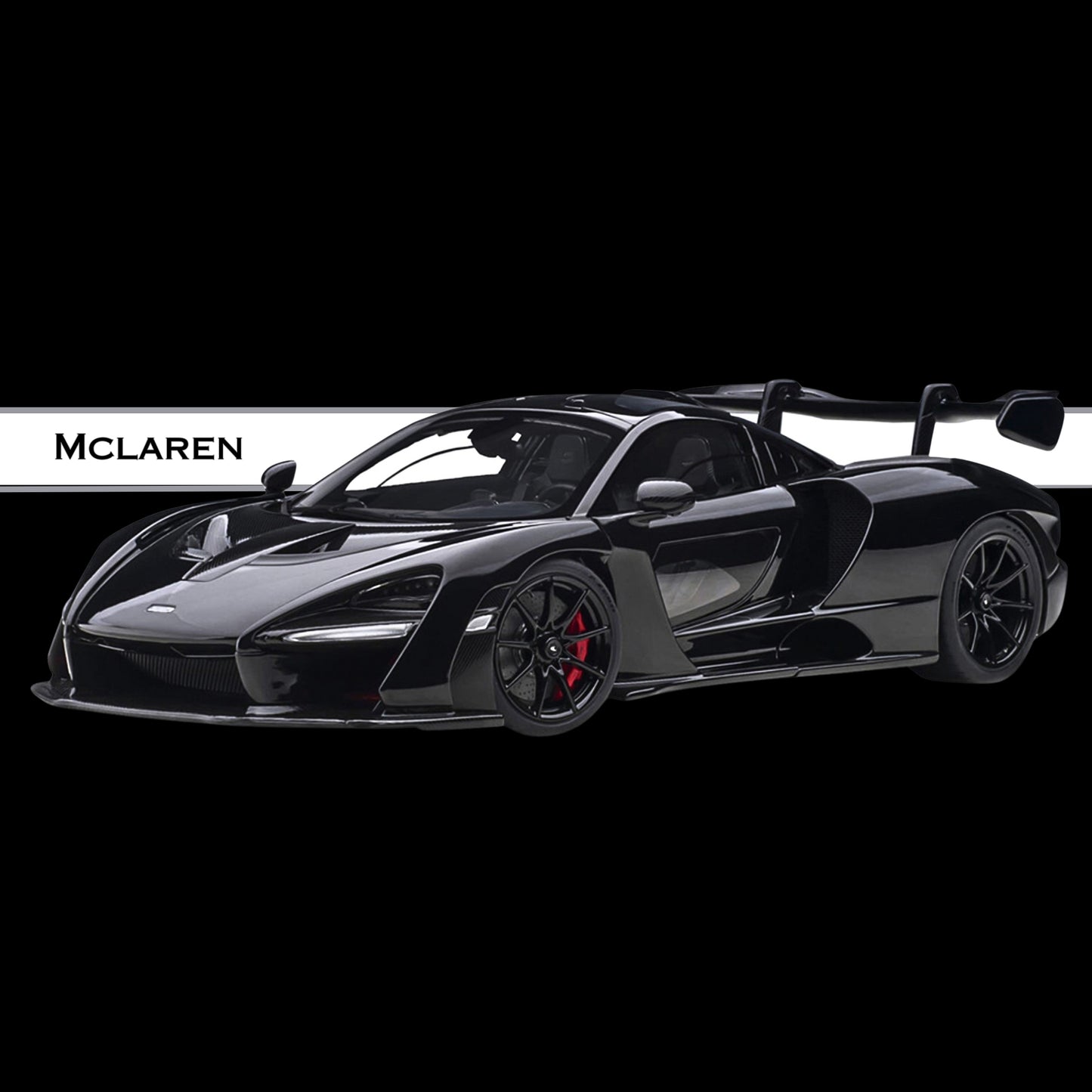Mclaren Senna Stealth Cosmos Black with Carbon Accents 1/18 Model Car by Autoart