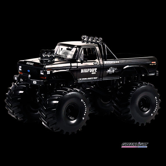 1974 Ford F-250 Monster Truck with 66-Inch Tires Black Bandit Edition "Bigfoot #1" "Kings of Crunch"  by Greenlight