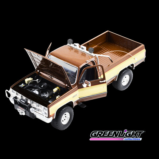 1982 GMC K-2500 Sierra Grande Pickup Truck Brown with Gold Sides "Fall Guy Stuntman Association" "The Fall Guy" (1981-1986) TV Series 1/18 Diecast Model Car by Greenlight