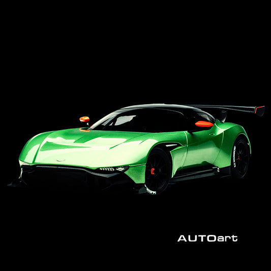 Aston Martin Vulcan Apple Tree Green Metallic with Orange Accents and Carbon Top 1/18 Model Car by Autoart