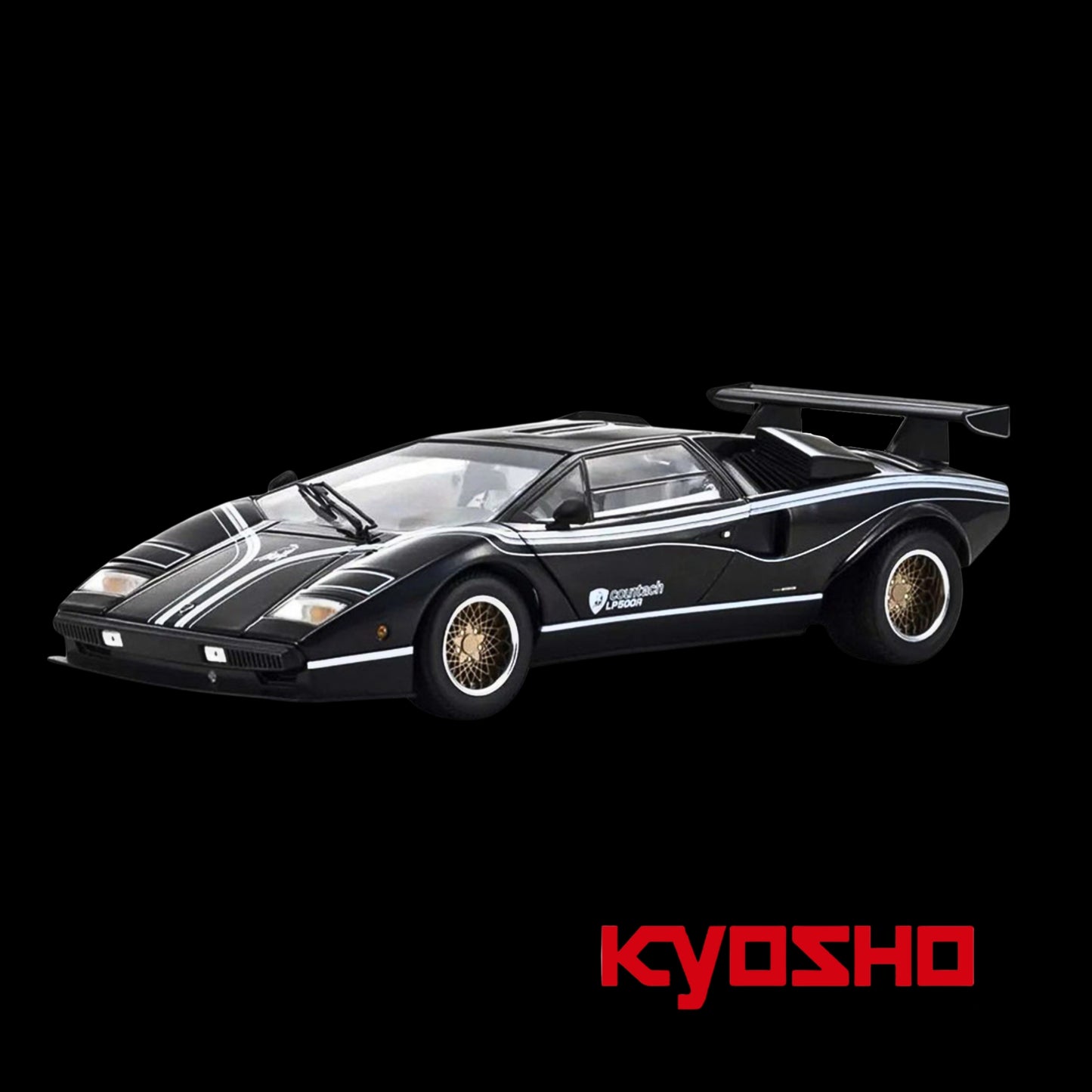 Lamborghini Countach LP 500R Black with White Interior 1/18 Diecast Model Car by Kyosho