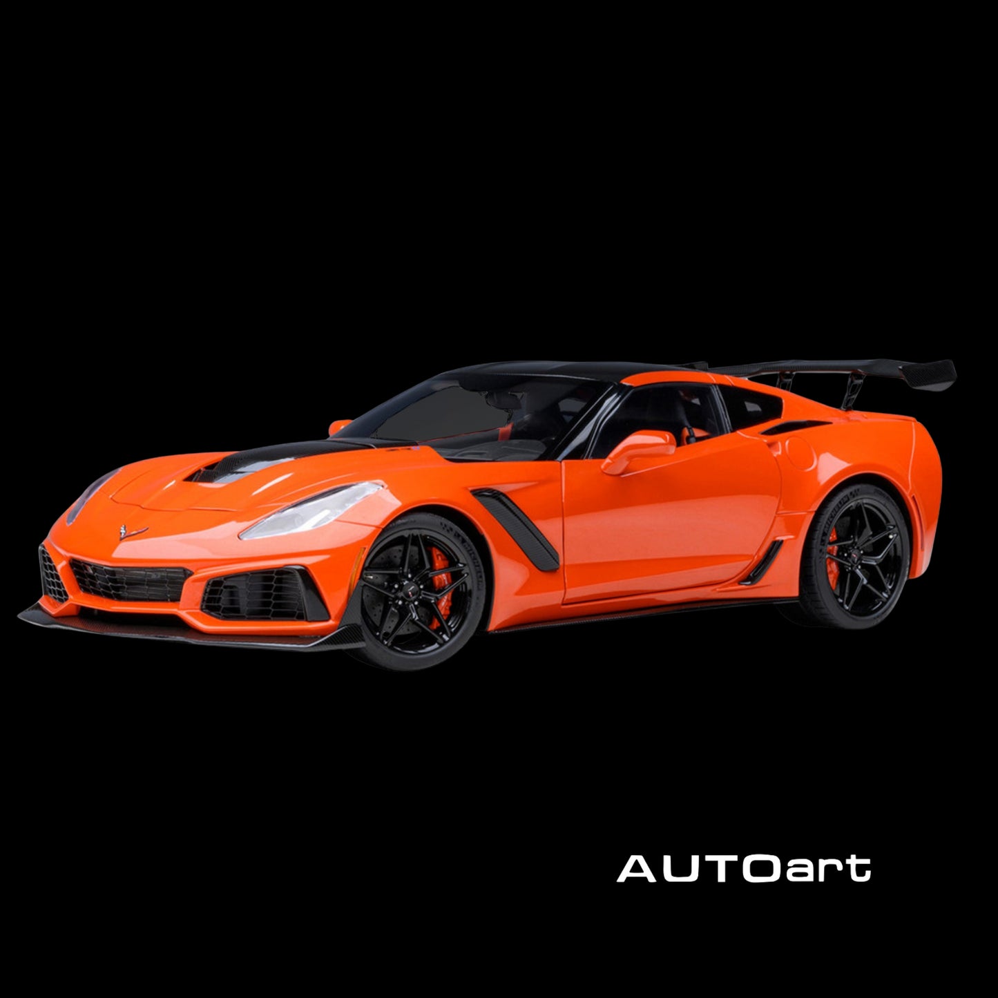 2019 Chevrolet Corvette C7 ZR1 Sebring Orange Tintcoat with Carbon Top 1/18 Model Car by Autoart