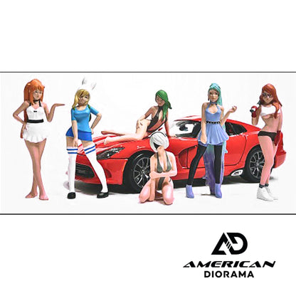 "Cosplay Girls" 6 piece Figure Set for 1/18 Scale Models by American Diorama