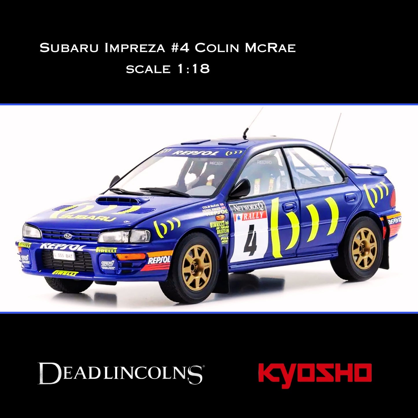 Subaru Impreza #4 McRae/Ringer RAC Rally Winner 1994 – 1:18 Diecast Model Car by Kyosho