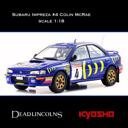Subaru Impreza #4 McRae/Ringer RAC Rally Winner 1994 – 1:18 Diecast Model Car by Kyosho