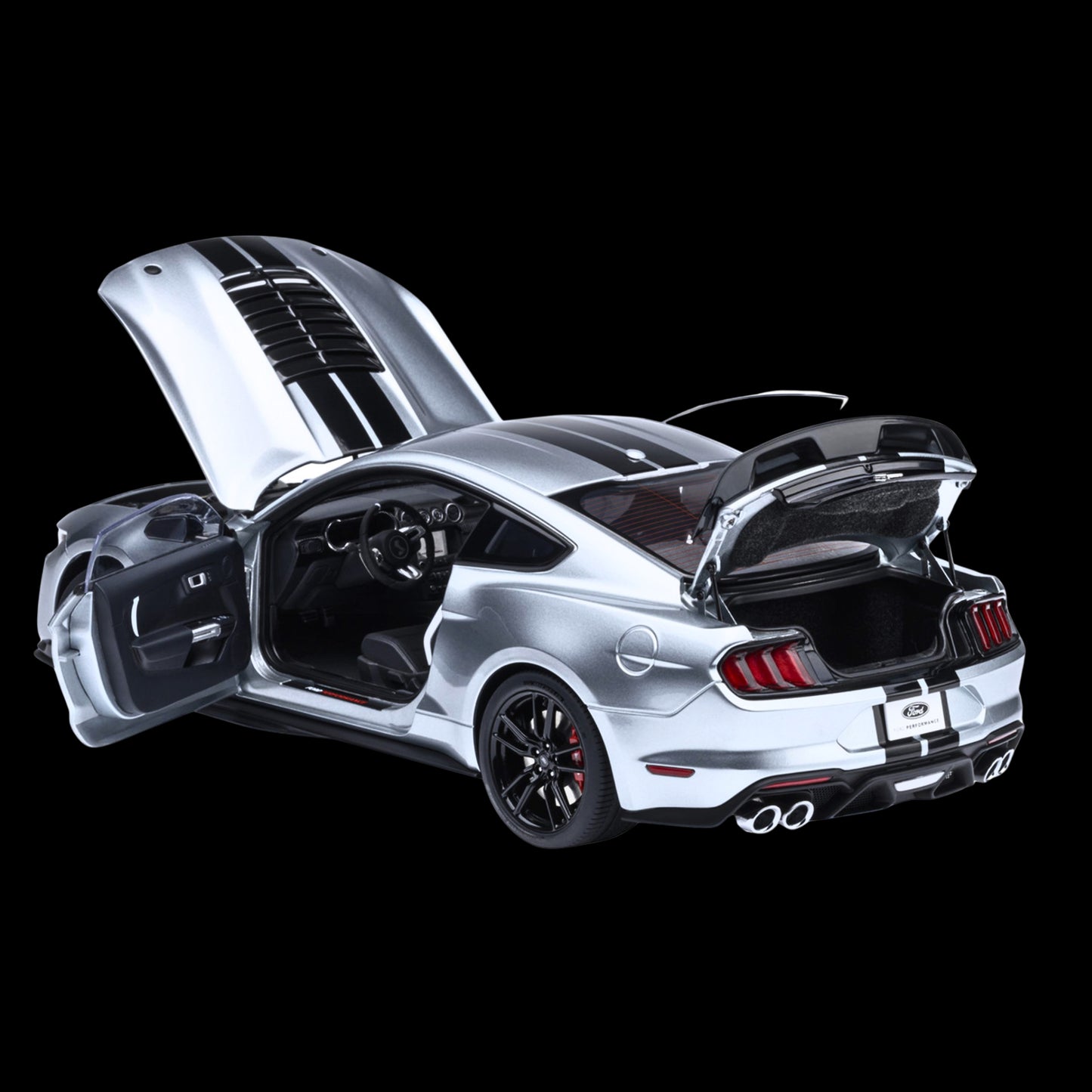AUTOart Ford Mustang Shelby GT500 Iconic Silver Metallic w/ Black Stripes 1/18 Composite Model Car (Opening Hood/Doors/Trunk)