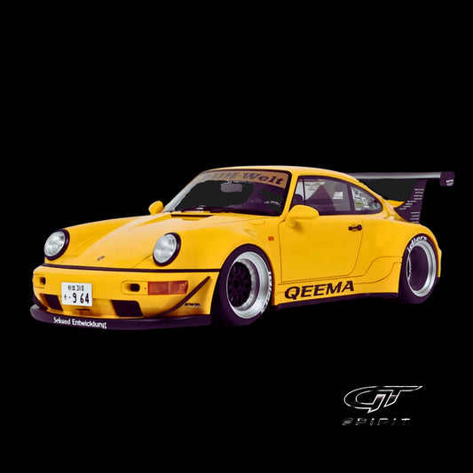 2024 Porsche 911 (964) RWB "Qeema" Yellow 1/18 Model Car by GT Spirit.