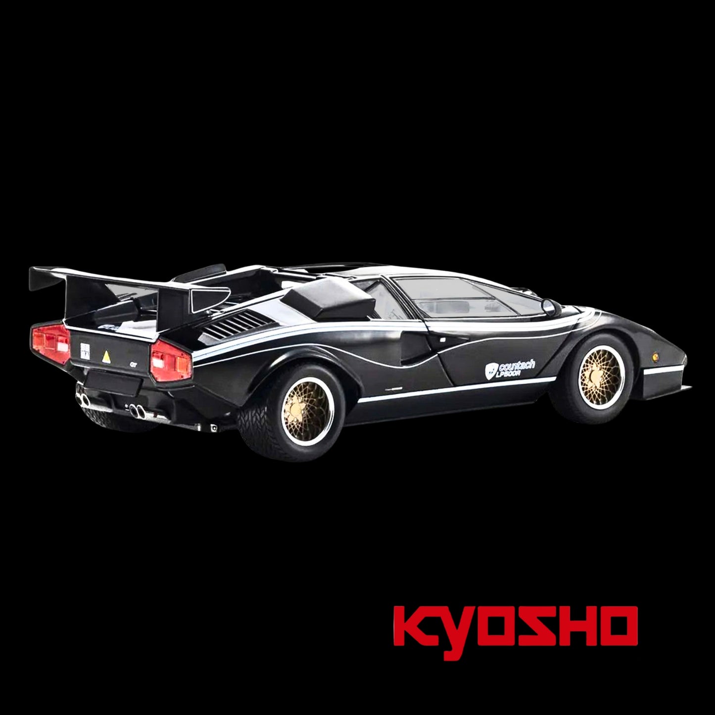 Lamborghini Countach LP 500R Black with White Interior 1/18 Diecast Model Car by Kyosho