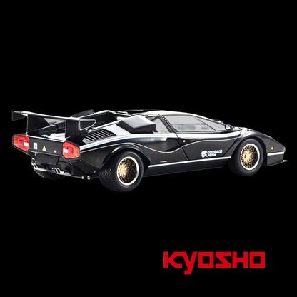 Lamborghini Countach LP 500R Black with White Interior 1/18 Diecast Model Car by Kyosho
