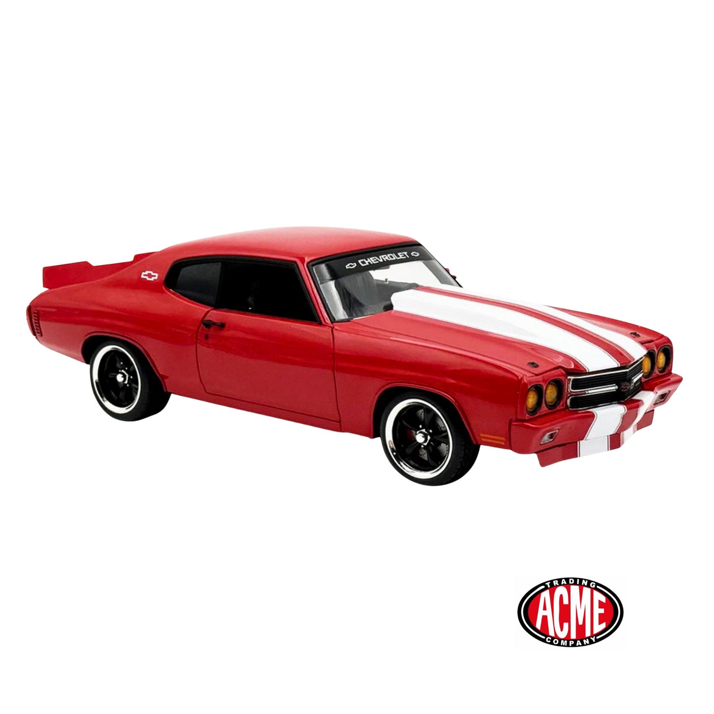 1970 Chevrolet Chevelle SS "Red Eye" Red with White Stripes Limited Edition to 354 pieces Worldwide 1/18 Diecast Model Car by ACME