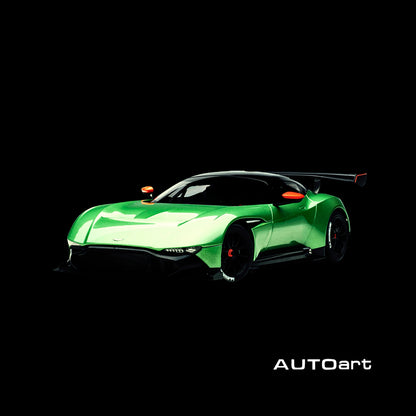 Aston Martin Vulcan Apple Tree Green Metallic with Orange Accents and Carbon Top 1/18 Model Car by Autoart