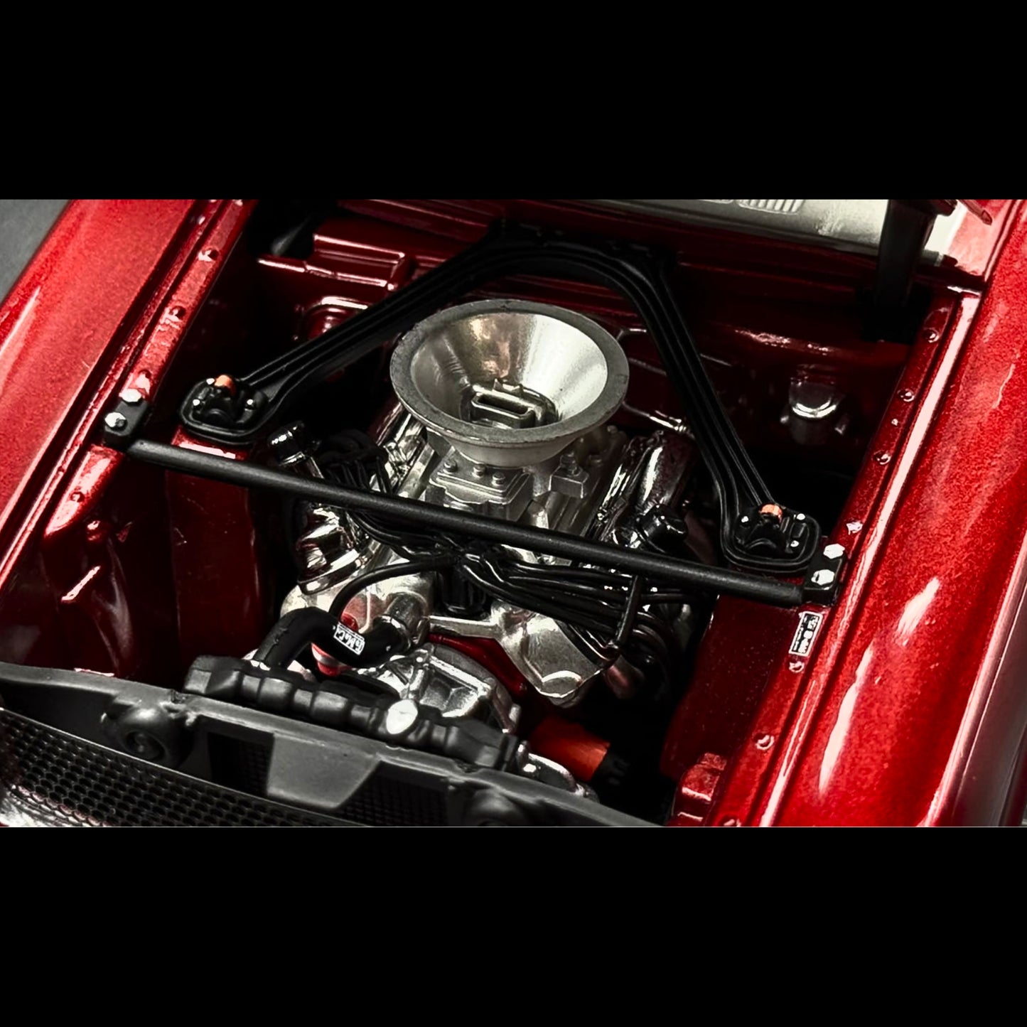 1965 Shelby GT350R Pro Touring Red Metallic with Silver Hood and Trunk