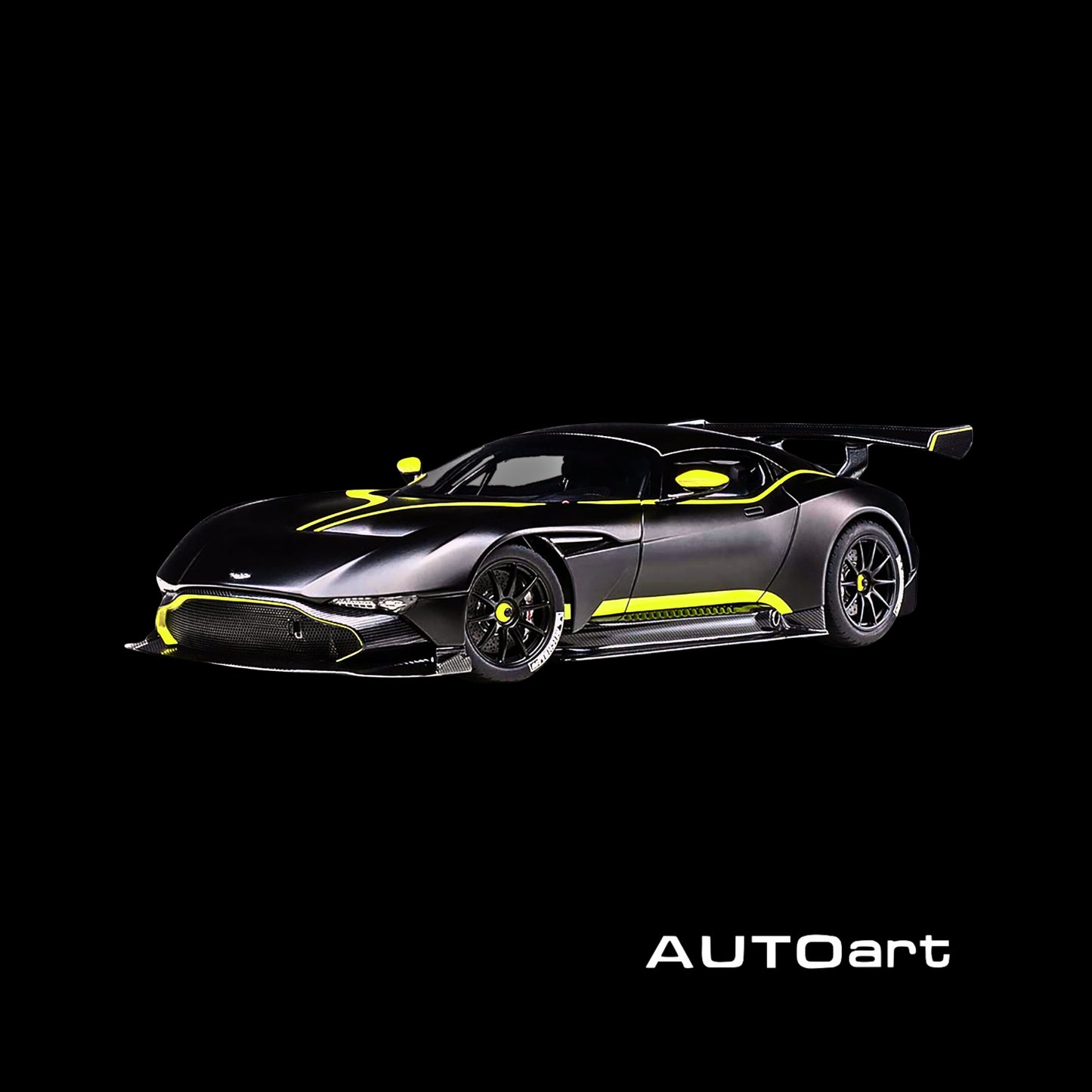Aston Martin Vulcan Matt Black with Lime Green Stripes  by Autoart