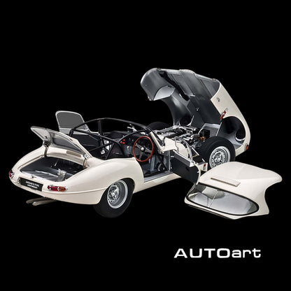 Jaguar Lightweight E Type Roadster RHD (Right Hand Drive) White 1/18 Model Car by Autoart