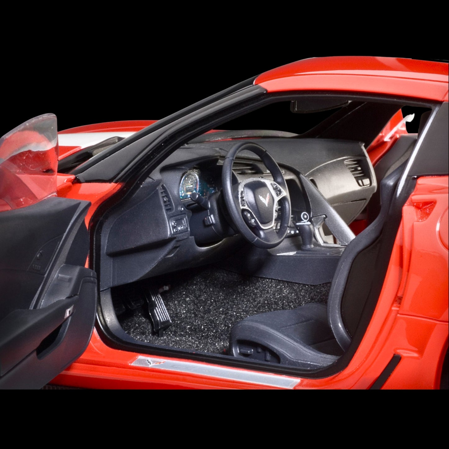 2017 Chevrolet Corvette C7 Grand Sport Red with White Stripe and Black Fender Hash Marks 1/18 Model Car by Autoart