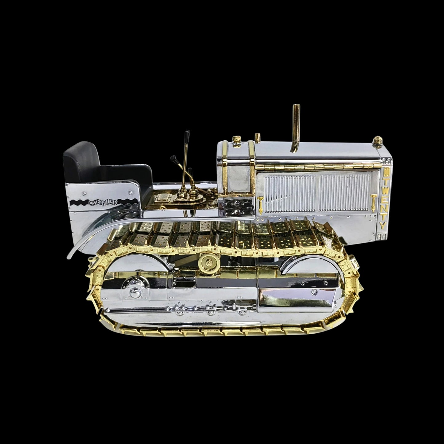 CAT Caterpillar Twenty Tractor "100th Anniversary" Chrome and Gold "Centennial Series" 1/16 Diecast Model by Diecast Masters