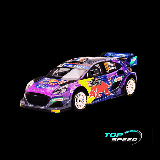 Ford Puma Rally1 #19 Sebastien Loeb - Isabelle Galmiche "M-Sport Ford WRT" Winner "Monte Carlo Rally" (2022) 1/18 Model Car by Top Speed