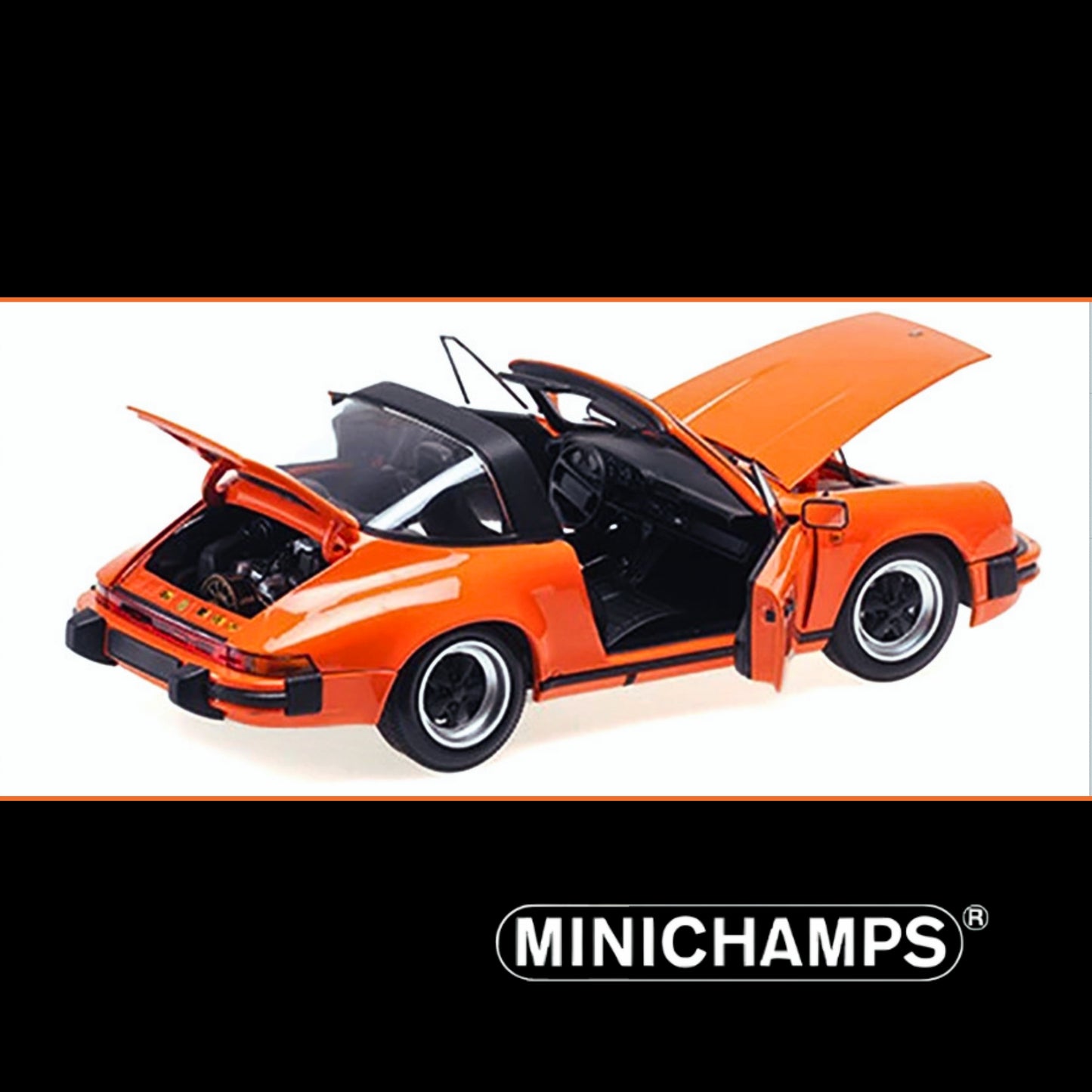 Minichamps 1/18 1983 Porsche 911 Carrera Targa 3.2 Orange Diecast Model Car (Opening Parts)