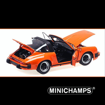 Minichamps 1/18 1983 Porsche 911 Carrera Targa 3.2 Orange Diecast Model Car (Opening Parts)