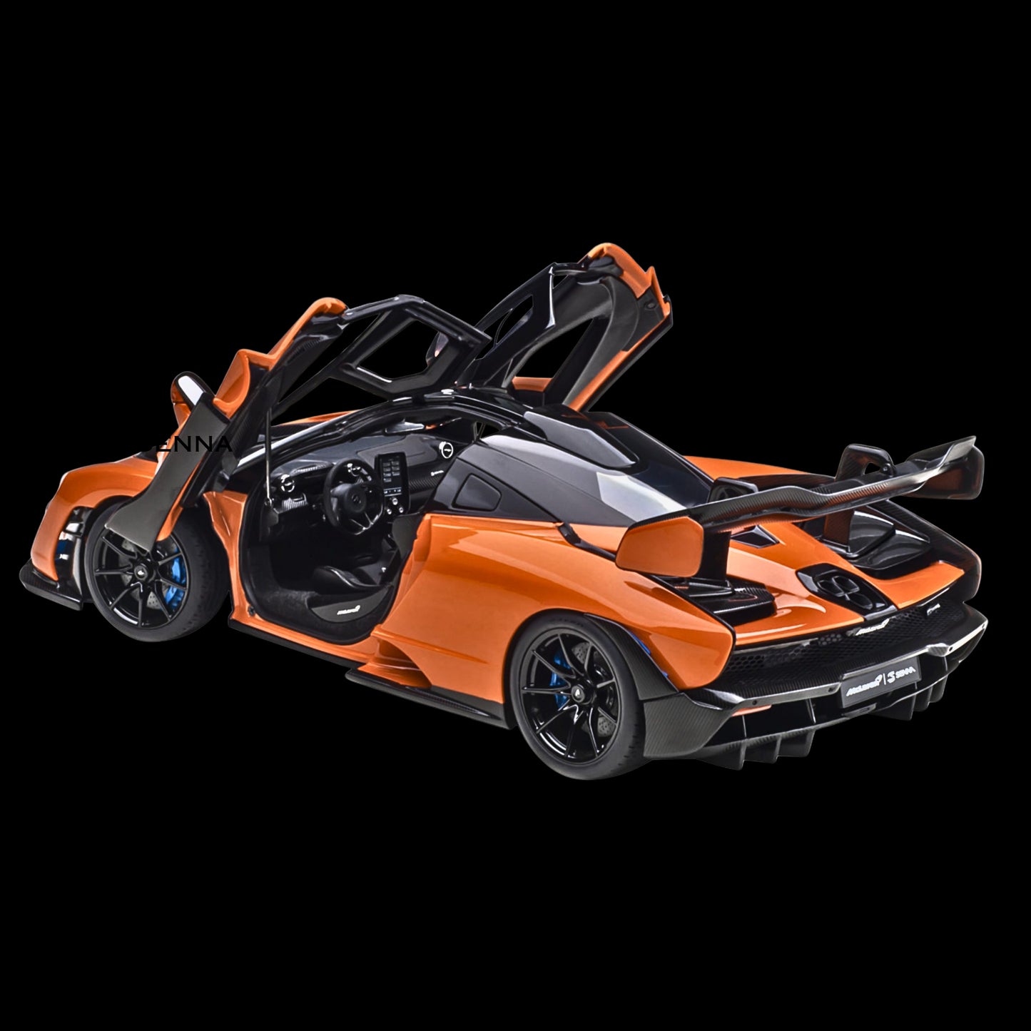 Mclaren Senna Trophy Mira Orange and Black with Carbon Accents 1/18 Model Car by Autoart
