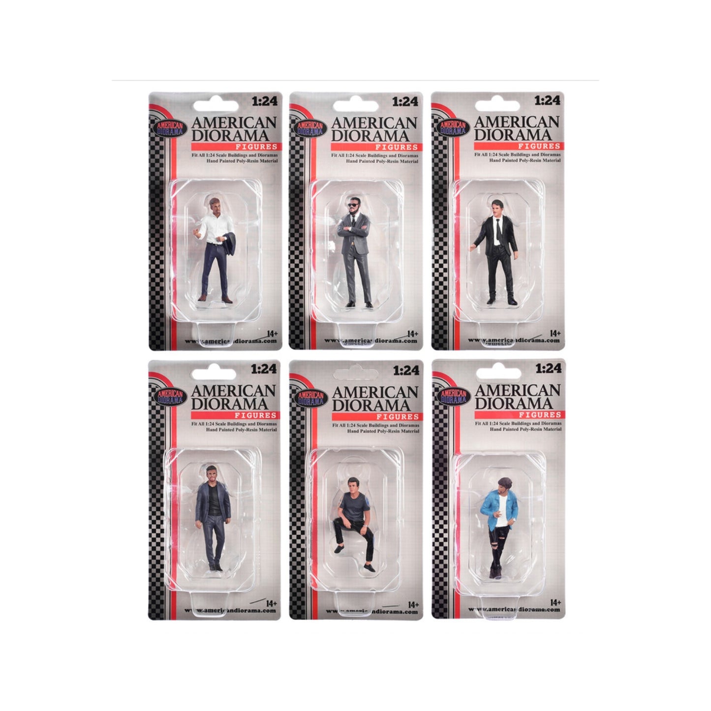 "Gentlemen's Club" 6 piece Figure Set for 1/24 Scale Models by American Diorama